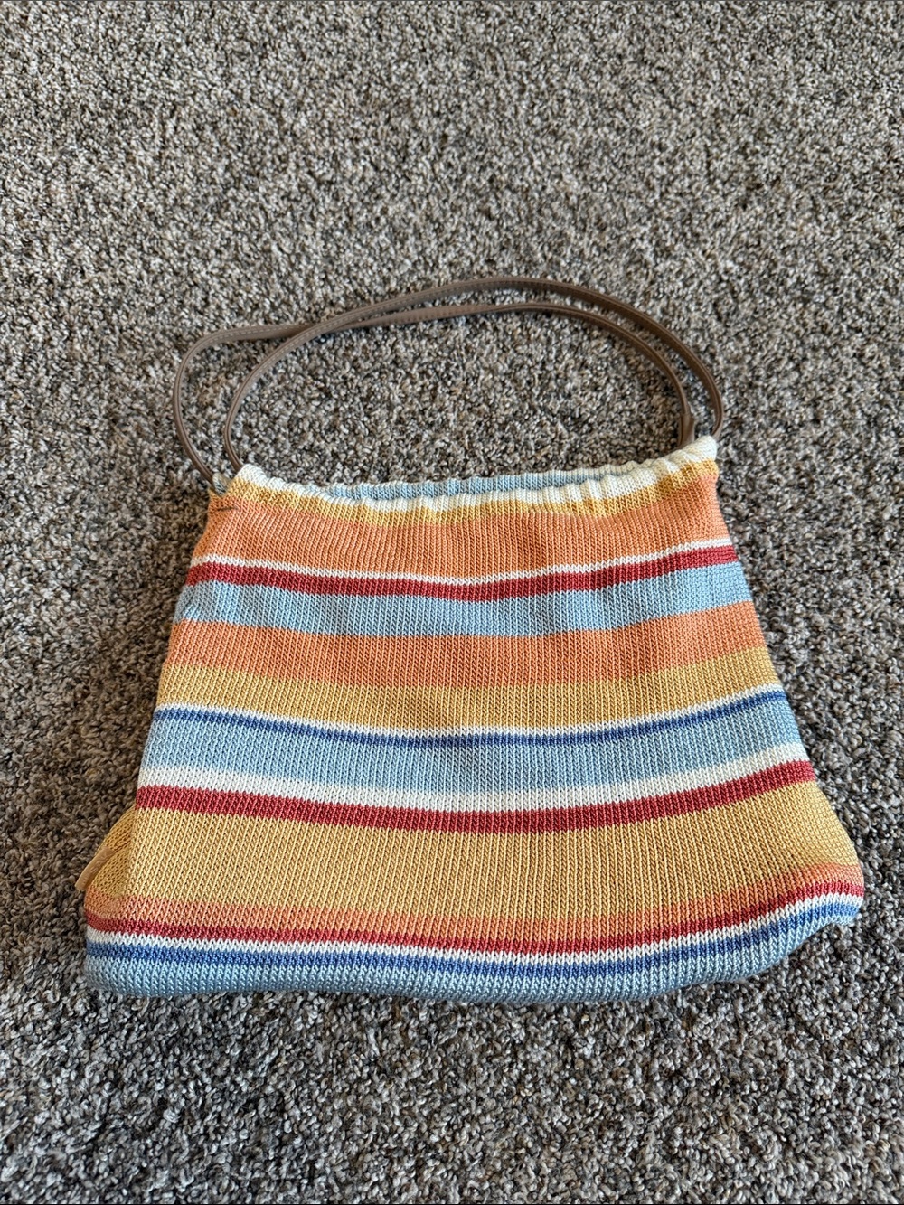 The Sak Striped Knit Shoulder Beach Vibe Bag in Yellow, Blue & Red